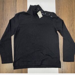 NEW J Crew Womens Size XXS Black Turtleneck Sweater Shirt Anchor Navy Button NWT